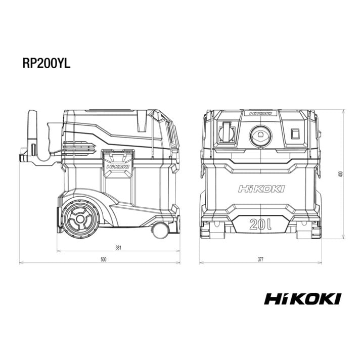 HiKOKI Nat- en droogzuiger RP200YLWAZ, 20 l