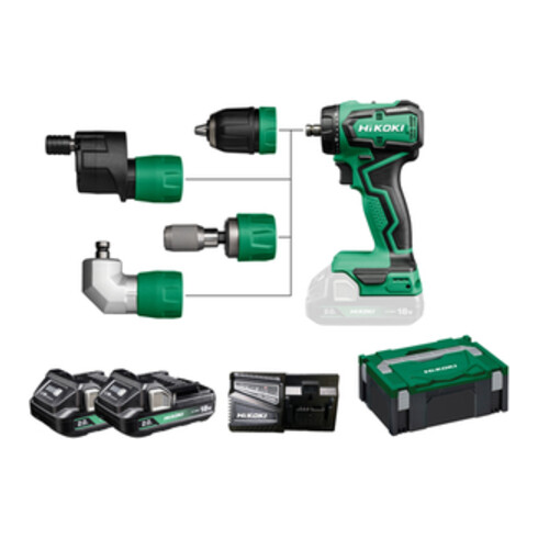 HiKOKI Perceuse-visseuse sans fil Quick DS18DDQ (2,0 Ah) (HSC II) avec accessoires