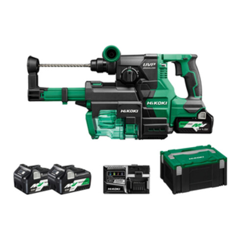 HiKOKI Perforateur à batterie et burineur (SDS-plus) DH3628DA (2,5 Ah) (HSC III) + aspiration poussière