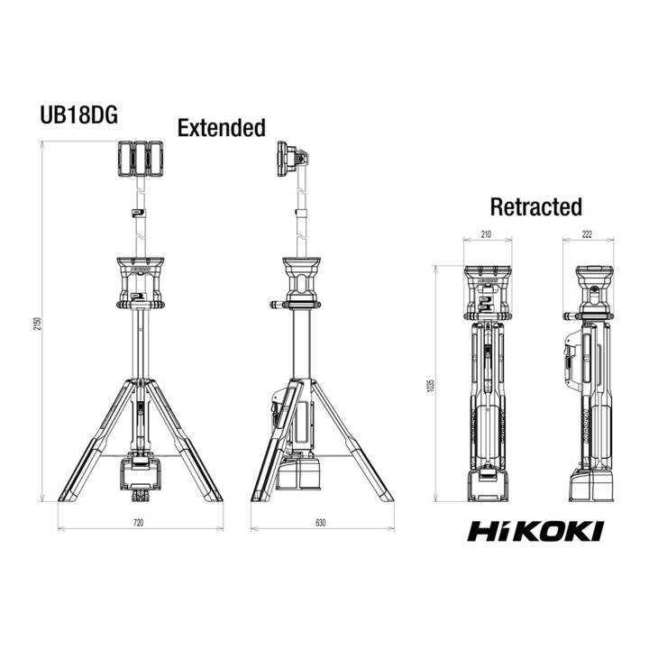 HiKOKI Projecteur de chantier sans fil UB18DG avec trépied (Basic)