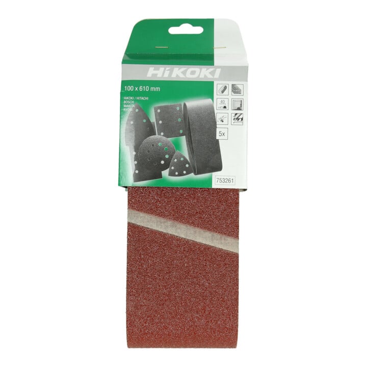 HiKOKI Schleifbänder 100 x 610mm P40 rot 5er Set