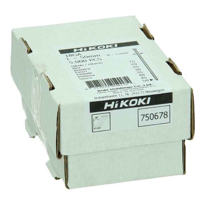 HiKOKI Stauchkopfnagel 18 Gauge 1,2 x 50 mm gerade elektrogalvanisiert 5000 Stk