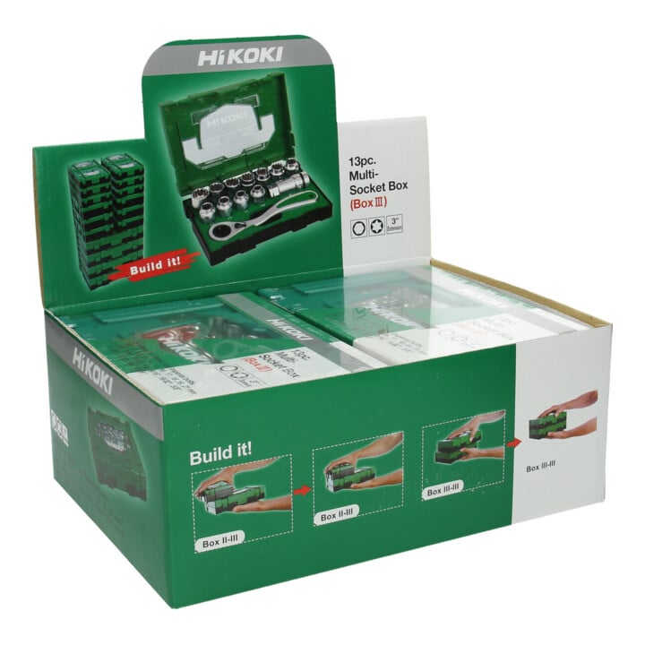 HiKOKI Steckschlüssel Set 13-teilig mit Ratsche Größe 3
