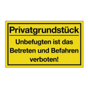 Hinweiszeichen Privatgrundstück L400xB250mm gelb schwarz Ku.