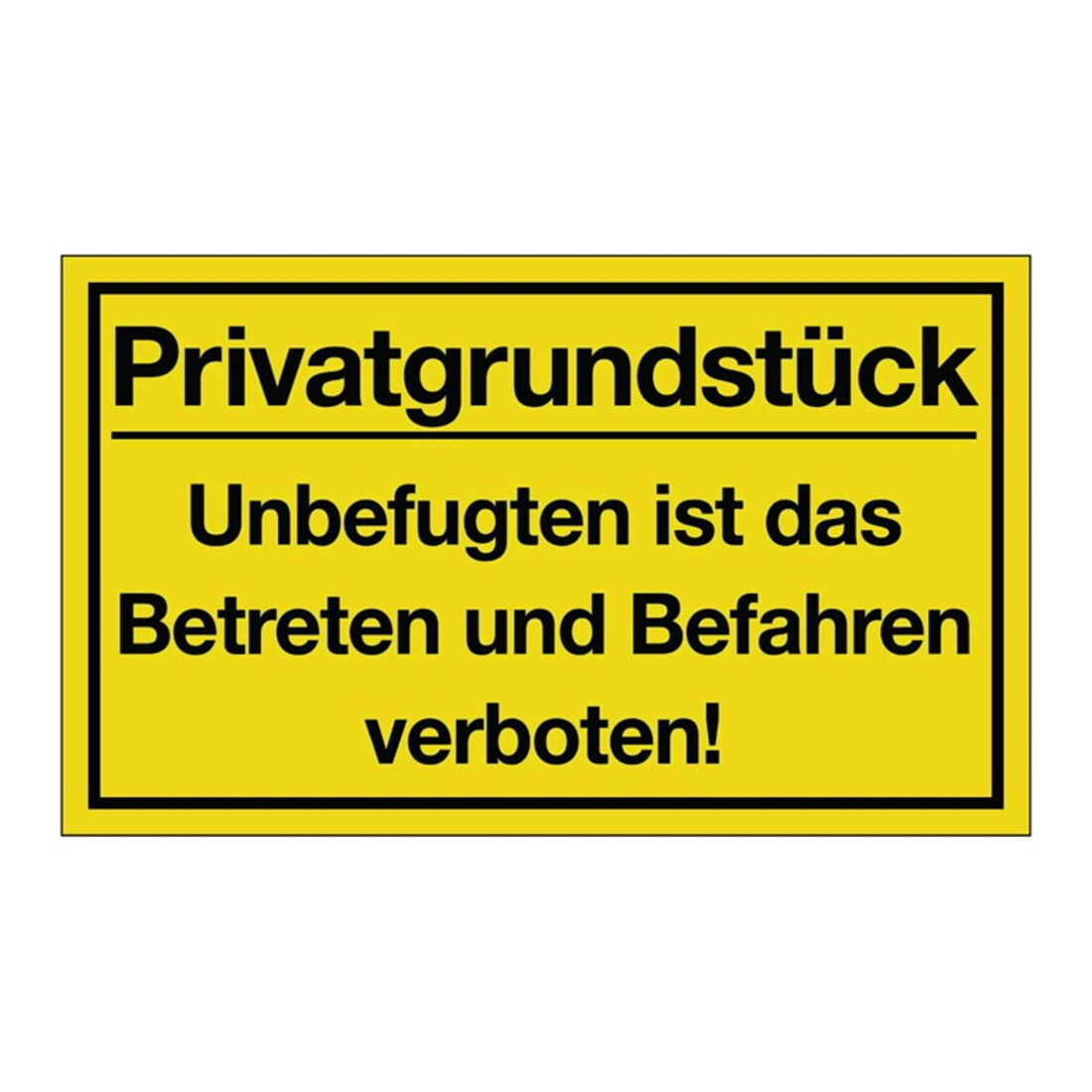 Hinweiszeichen Privatgrundstück L400xB250mm gelb schwarz Ku.