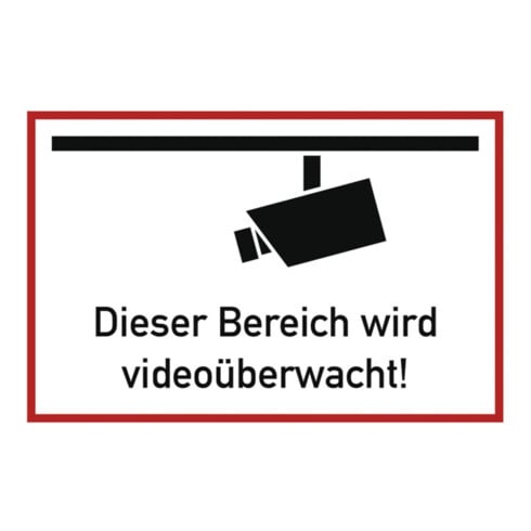 Hinweiszeichen Videoüberwacht L300xB200mm weiß schwarz Ku.