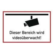 Hinweiszeichen Videoüberwacht L300xB200mm weiß schwarz Ku.-1