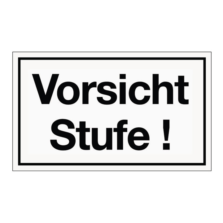 Hinweiszeichen Vorsicht Stufe Kunststoffschild L250xB150mm weiß schwarz Ku.