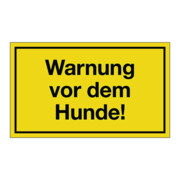 Hinweiszeichen Warnung vor dem Hunde L250xB150mm gelb schwarz Ku.