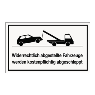 Hinweiszeichen widerrechtliches Parken L250xB150mm Kunststoff weiß/schwarz
