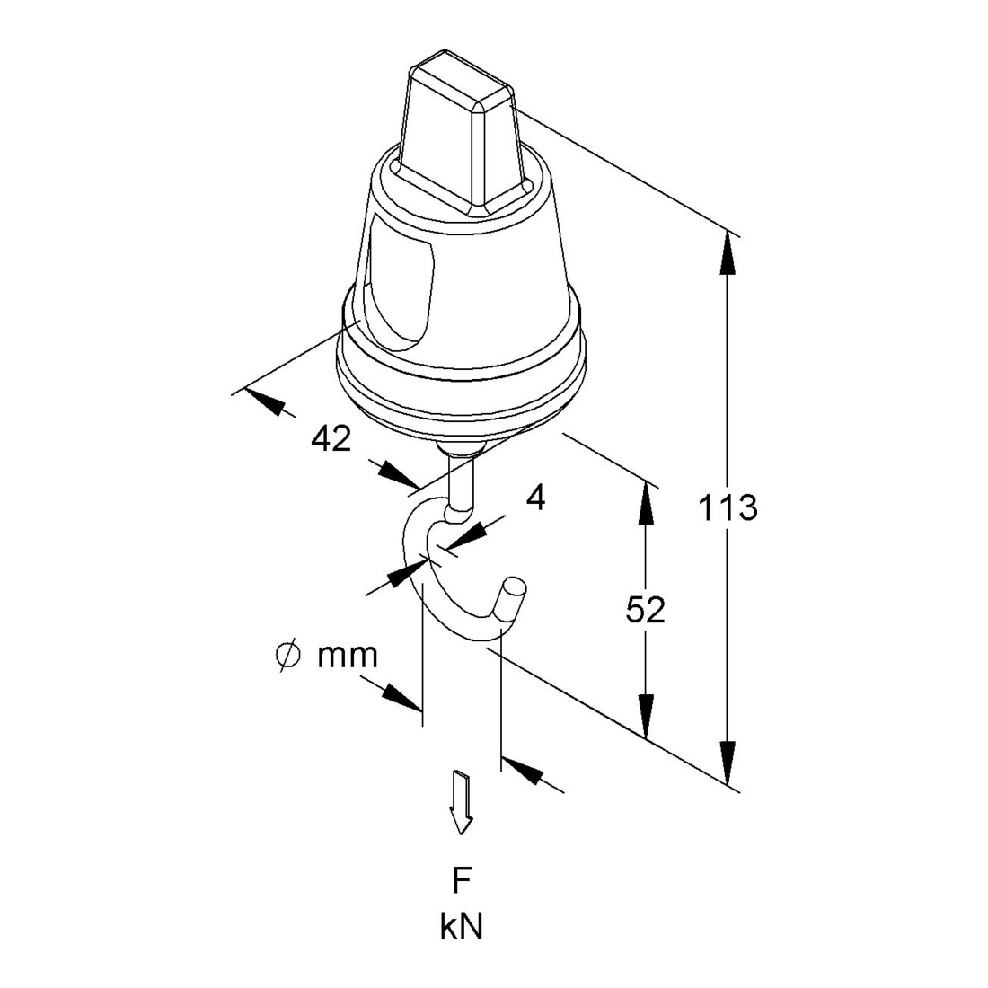 HKL Embout d’éclairage avec crochet et décharge de traction 76