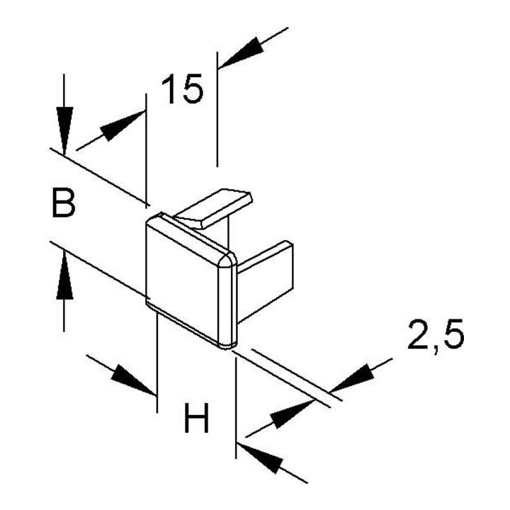 HKL Endstück rws 20x20 RAL9010 E2020.3