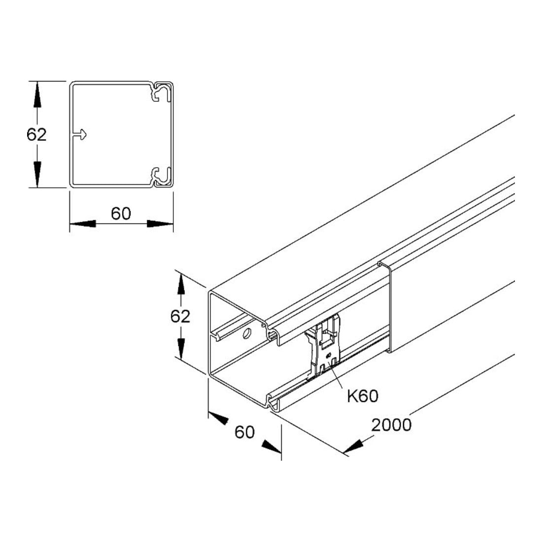 HKL Kanal cws 60x90 RAL9001 HKL6090.6
