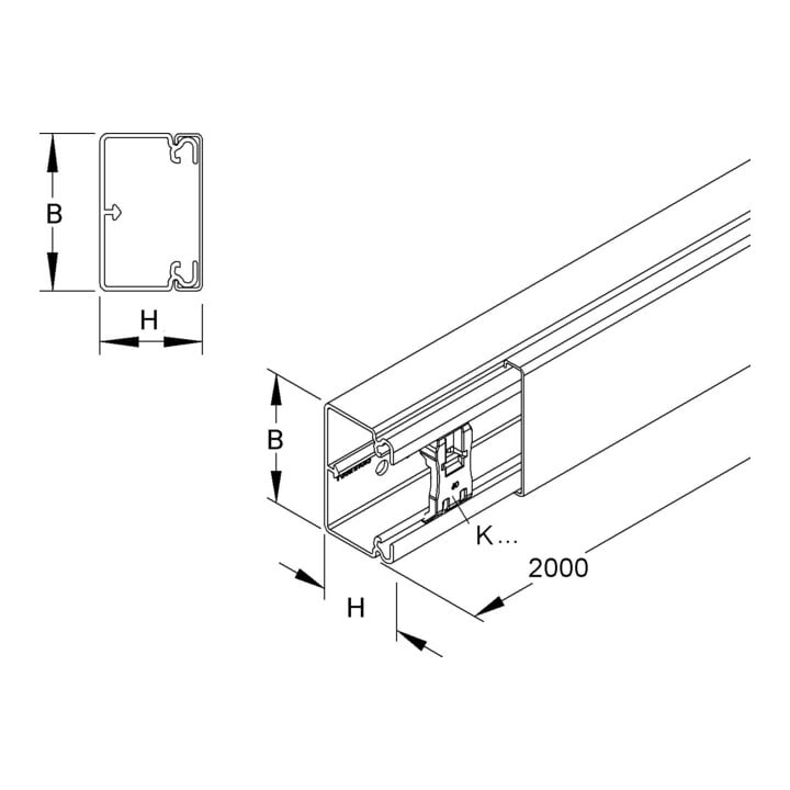 HKL Kanal lgr 40x90 RAL7035 HKL4090.8