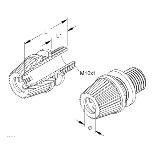 HKL Klemmnippel sw D:5-6,8/L:25mm M10x1 433