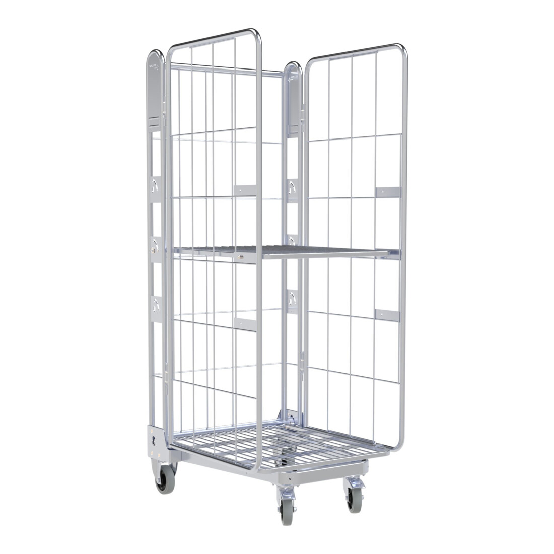 HMH nestainer® Metallcontainer 1630 ME 730 x 845 mm 3-seitig galvanisch verzinkt