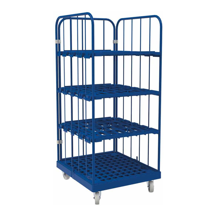 HMH rolltainer® 1450 KU Kunststoffbodenwagen 724 x 815 mm blau 3-seitig