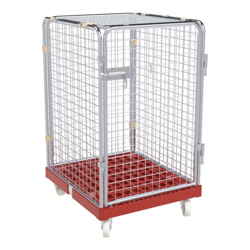 HMH rolltainer® Rollbehälter ADB 1020 KU rot 724 x 815 mm 5-seitig 1 Tür Cr 3