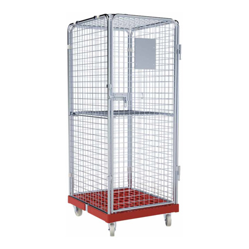 HMH rolltainer® Rollbehälter ADB 1600 KU rot 724 x 815 mm 5-seitig 1 Tür 1 ZWB klappbar