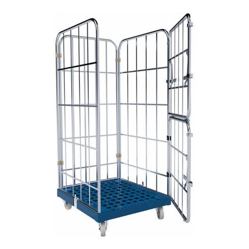 HMH rolltainer® Transportwagen 1460 KU blau 724 x 815 mm klappbare Vorderwand