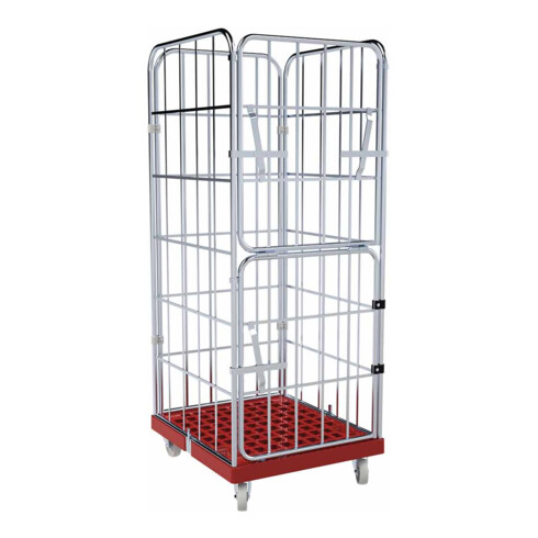 HMH rolltainer® Transportwagen 1650 KU rot 724 x 815 mm klappbare Vorderwand Cr 3