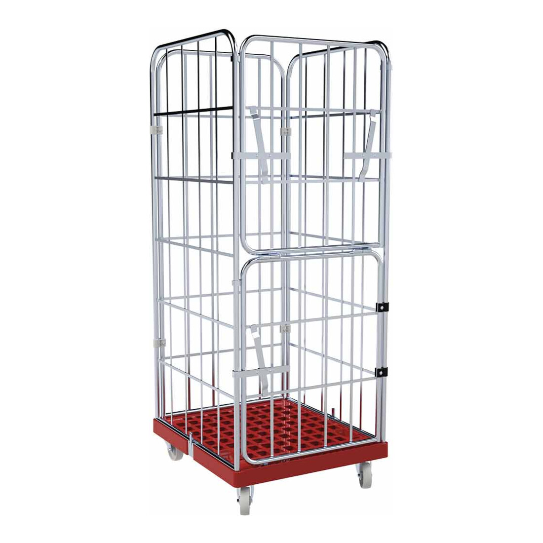 HMH rolltainer® Transportwagen 1650 KU rot 724 x 815 mm klappbare Vorderwand Cr 3