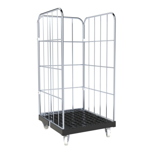 HMH rolltainer® Transportwagen BASIC 724 x 815 mm 3-seitig blau verzinkt ø 20 mm