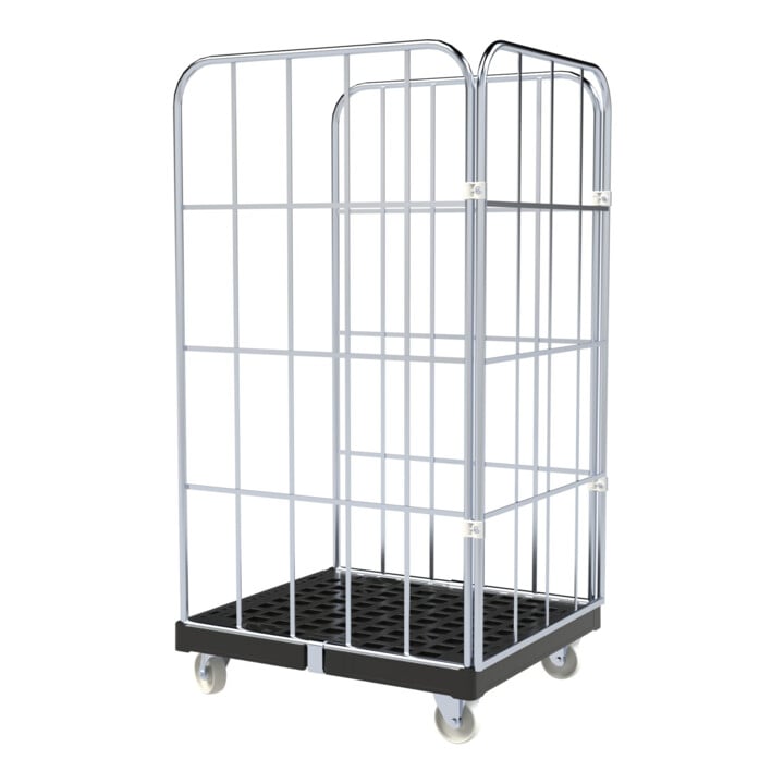 HMH rolltainer® Transportwagen BASIC 724 x 815 mm 3-seitig blau verzinkt ø 20 mm
