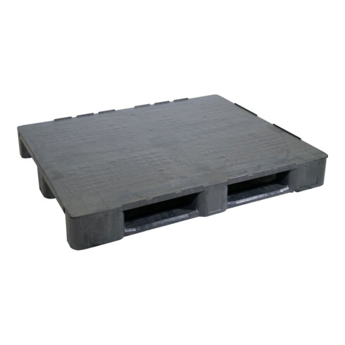 HMH Schwerlastpalette geschlossen Industriemaß 3 Kufen schwarz recycelt 1250 kg Traglast