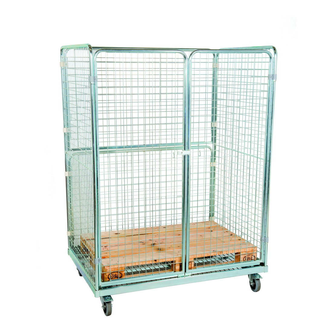 HMH Stahlrollbehälter 1600 950 x 1350 mm 4-seitig 2 Flügeltüren Cr 3