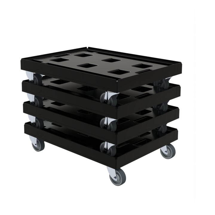 HMH Transportroller BASIC KU RC 612 x 814 schwarz ø 100 TPE 2 Lenkrollen 2 Bockrollen