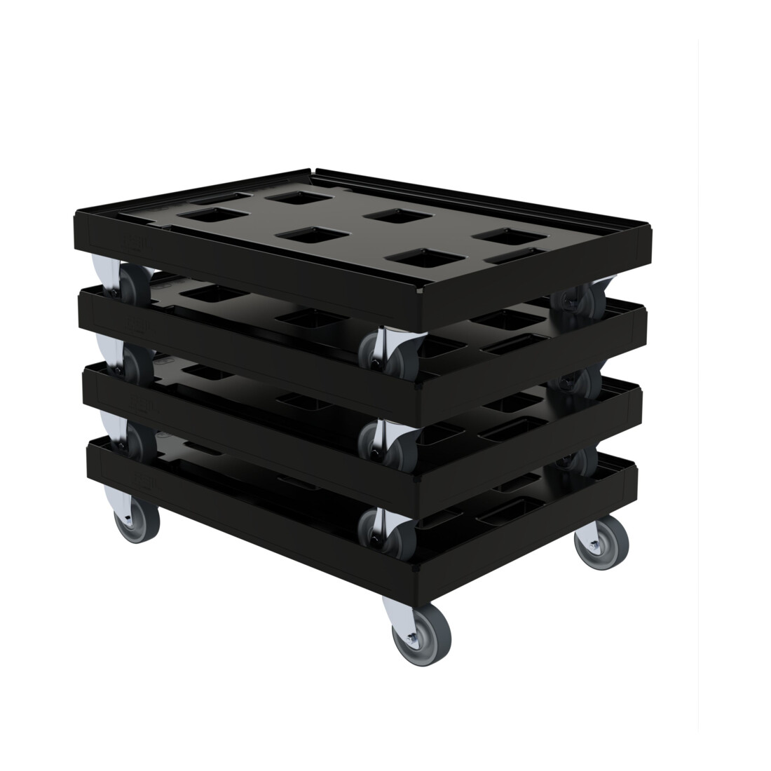 HMH Transportroller BASIC KU RC 612 x 814 schwarz ø 100 TPE 2 Lenkrollen 2 Bockrollen
