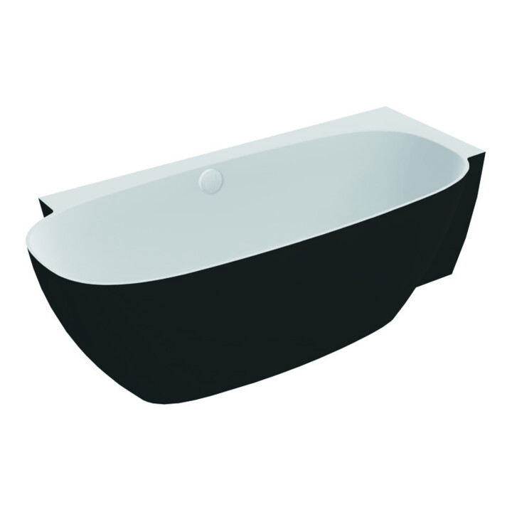 Hoesch Baignoire îlot LABRILLIANTE ÜL-Gar. Com, noir-blanc, 180x80 cm, droite