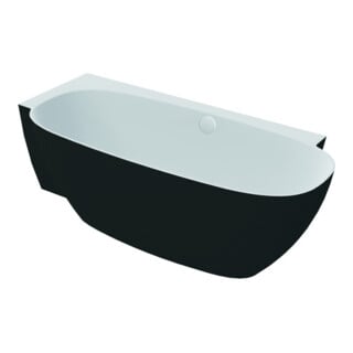 Hoesch Baignoire îlot LABRILLIANTE ÜL-Gar. Com +, noir-blanc, 180x80 cm, gauche