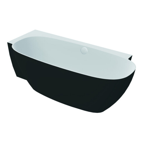 Hoesch Freisteh-Badewanne LABRILLIANTE ÜL-Gar. Com, schw.-we., 180x80cm, li