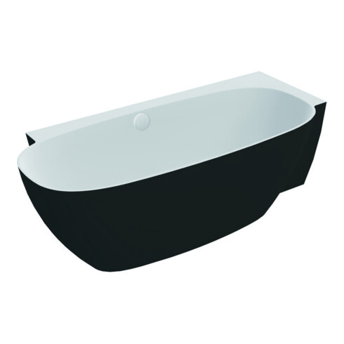 Hoesch Freisteh-Badewanne LABRILLIANTE ÜL-Gar. Com +, schw.-we., 180x80cm, re
