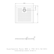 Hoesch Mineralguss-Duschwanne MUNA mit Antirutsch 800 x 750 x 30 mm weiß