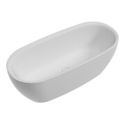 Hoesch Oval-Badewanne iSENSI 170x75cm, ÜL.Schl. + Kli/kla., we., weiß