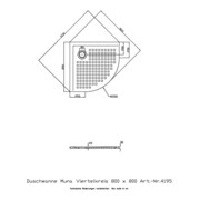 Hoesch Viertelkreis-Duschwanne MUNA mit Antirutsch 800 x 800 x 30 mm weiß