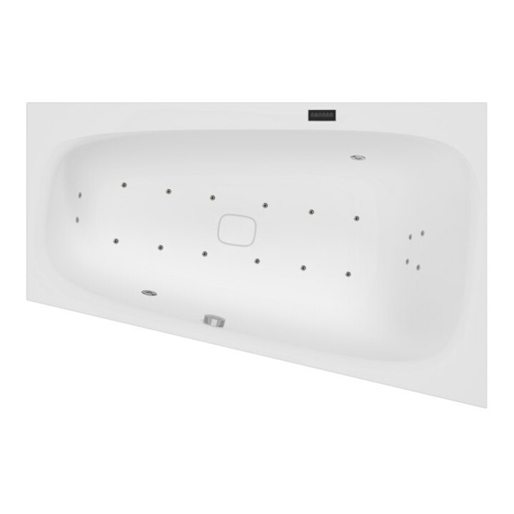 Hoesch Whirlpool iSensi Trap 1500x1000 Monolithe remplissage à droite Chrome, Bicolore Blanc-Gris