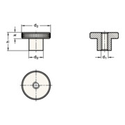 Hohe Rändelmutter DIN466 d1 M 4mm d2 16mm STA brün. Ganter-4