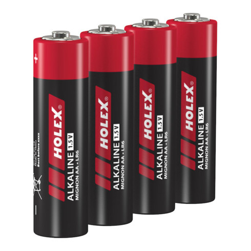 HOLEX Alkali-Mangan-Batterien LR6, 4 Stück