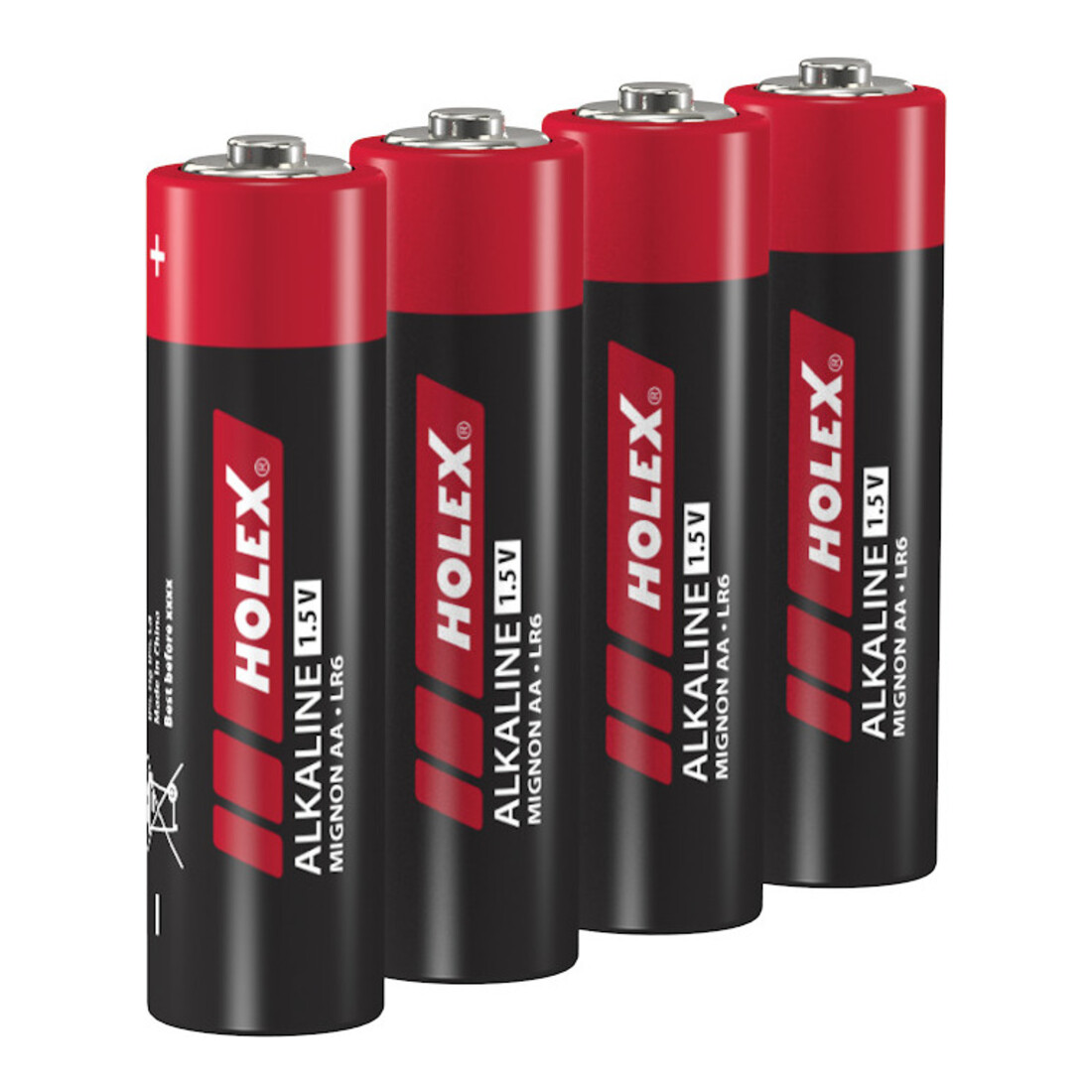 HOLEX Alkali-Mangan-Batterien LR6, 4 Stück