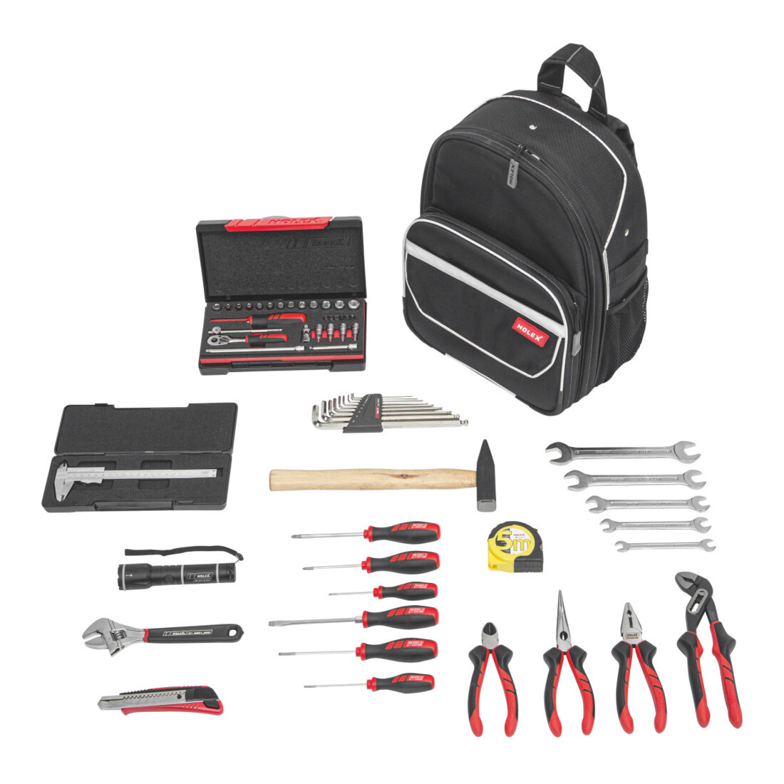 HOLEX Assortiment montagegereedschap, 59-delig in gereedschapsrugzak, Aantal delen: 59