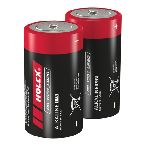 HOLEX Batterie alcaline al manganese, Dimensioni internazionali: LR20