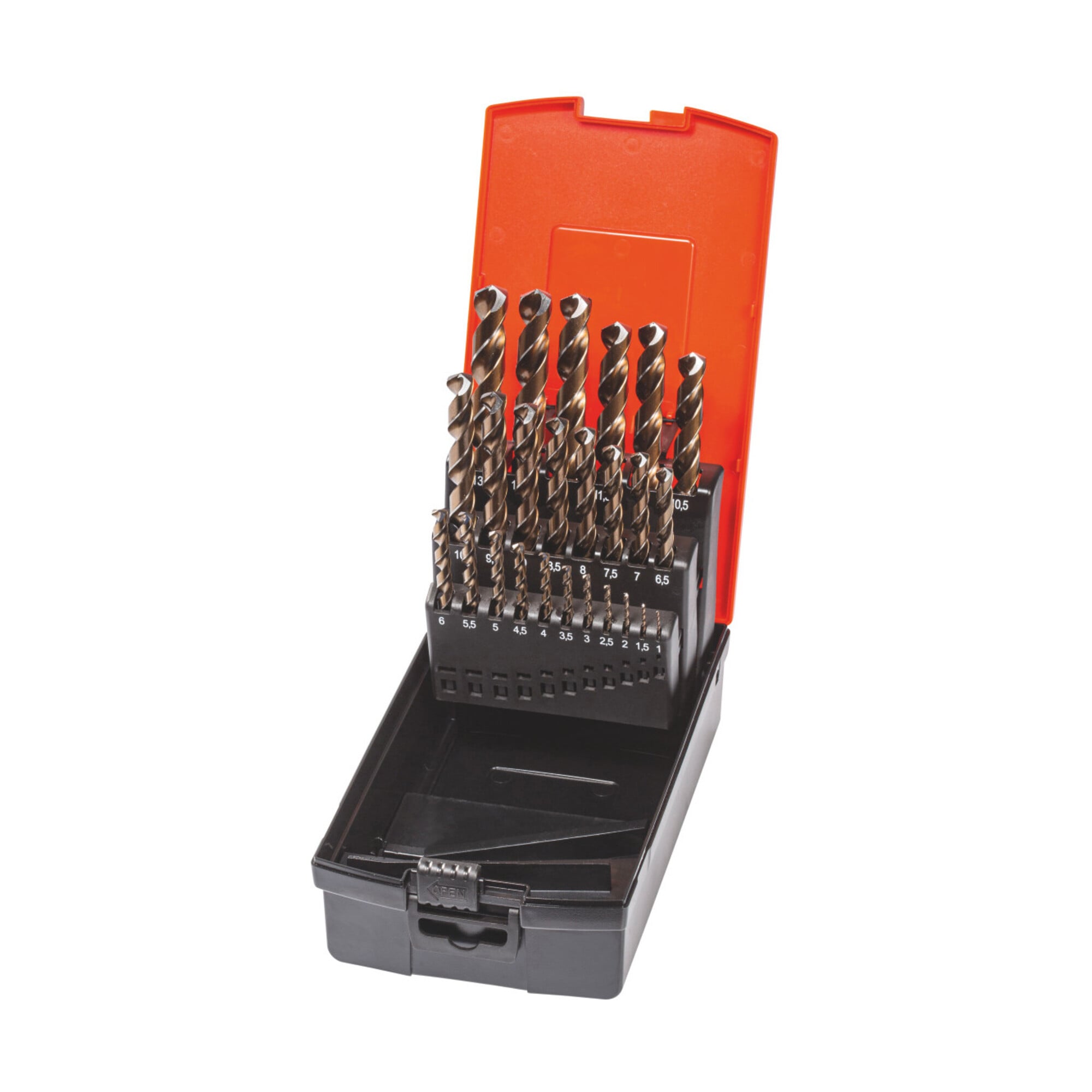 Holex 114031 CleverDrill Spiralbohrer-Satz HSS mit Kassette Typ:1-13 aus Schnellarbeitsstahl mit Zylinderschaft und Kreuzanschliff für Metall/Holz/