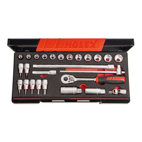 Holex Coffret de douilles, carré 3/8 pouce 26 pièces, Type: 6