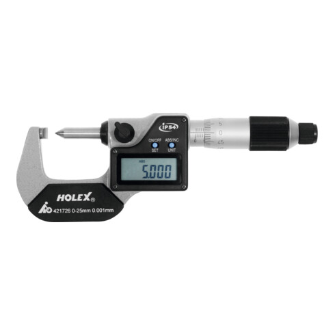 HOLEX Digitale Bügelmessschraube mit Messspitze, 0 - 25 mm