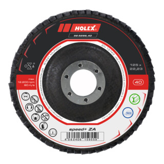 HOLEX Disco abrasivo lamellare speed+ ZA piatto, Ø125mm, Grana: 40