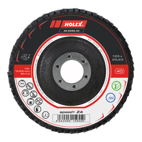 HOLEX Disco abrasivo lamellare speed+ ZA piatto, Ø125mm, Grana: 40
